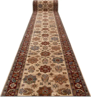 Produktbild von KESHAN Wolle Läufer 7683/53555 Orientalisch, Rahmen Beige / terrakotta - 90 cm beige 90x890 cm