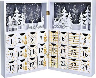 Solight LED Holz-Adventskalender Buch 1V244