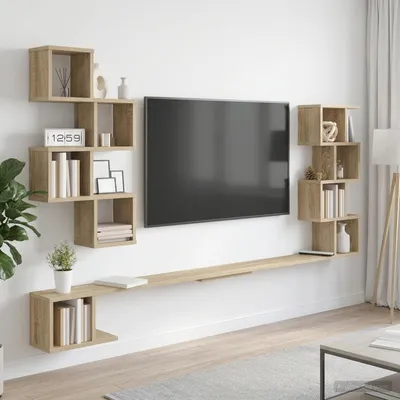 Produktbild von Möbel Wandmontiertes TV-Regal Sonoma-Eiche 160 x 15 x 94 cm - Wandregale CC1756