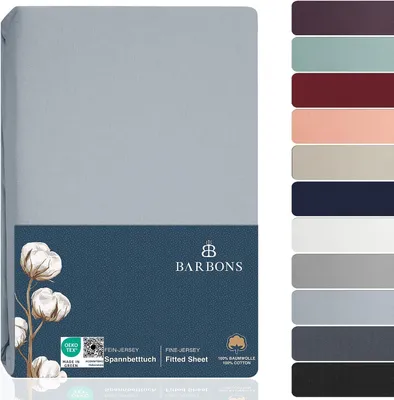 Produktbild von Bettlaken 120x200 cm, 100% Baumwolle – Bettwäsche, Spannbettlaken, -, Jersey für Boxspringbetten und Matratzen bis zu 27 cm Höhe, Hellblau, 120 x 200