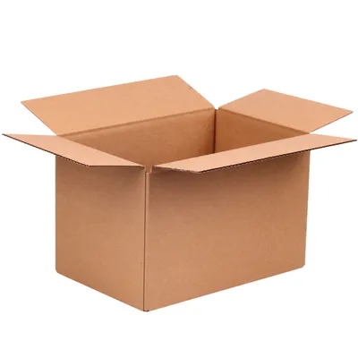 An empty, open cardboard box.