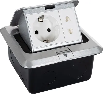 Produktbild von Mehrfachsteckdose Einbau 1 Sockel Typ F + 1xT8 Silbern