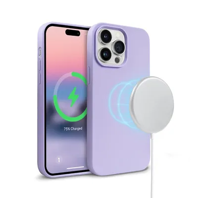 Produktbild von Crong, Magnetische Silikonhülle iPhone 14 Pro MagSafe-kompatibel, Violett