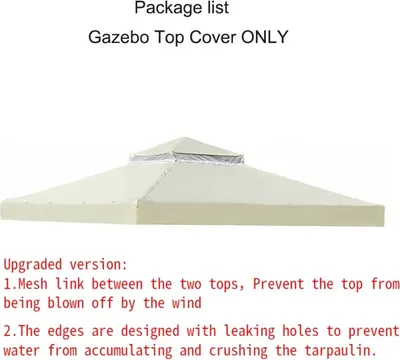 Produktbild von Gazebo-Obercover, wasserdichte Schutzabdeckung, einfache Installation, es Doppelbeige, 3m * 3m