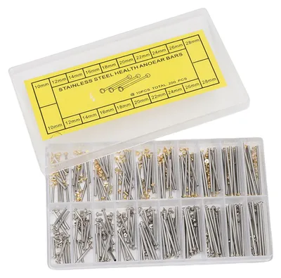 Produktbild von 200 Stück Edelstahlrohr-Reibungsstifte, Uhrenarmband-Druckstangen und Nietenden zur Reparatur