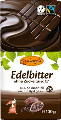 CZEKOLADA GORZKA 85 % BEZ DODATKU CUKRU FAIR TRADE 100 g - BIRKENGOLD
