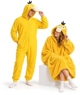 Obrázek produktu pro Onesie Kigurumi Pyžamo Pokemon Psyduck Převlek Kostým XXL: 185 - 195cm + Mikina deka s kapucí