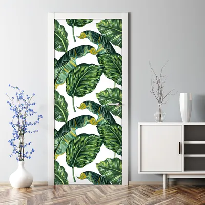 Produktbild von Dekorative Aufkleber selbstklebend Türaufkleber Tapete Türposter  Tropische Blätter 77 x 200 cm