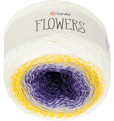 Produktbild von Garn „Flowers“ – 250 g, 1000 m – Weiß, Violett