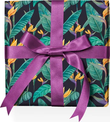 Produktbild von Tropisches Blumen Geschenkpapier mit exotischen Blüten grün - G23013, 32 x 48cm