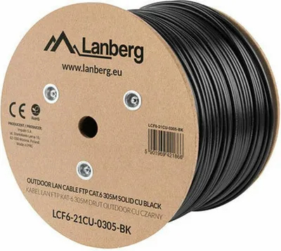 Produktbild von Lanberg Verlegekabel Outdoor Cat. 6 FTP 305m schwarz, Kupfer