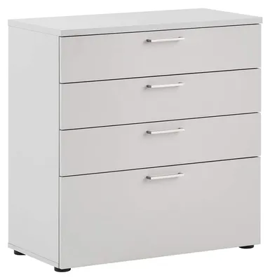Image de Armoire de bureau grise, avec 4 tiroirs, dimensions : 80,5 x 41 x 84 cm