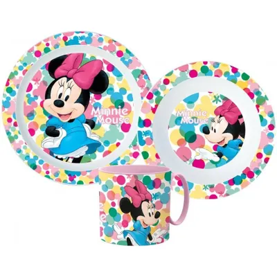 Zdjęcie produktu dla Zestaw plastikowych przyborów kuchennych Myszki Minnie z kubkiem
