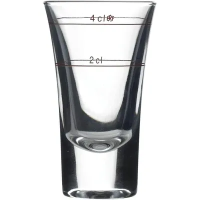 Obrázok produktu pre odlievka s červeným znakom 2+4cl, obsah 5,7cl, Dublino - Bormioli Rocco, 6x