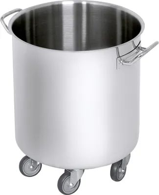 Produktbild von Abfallbehälter auf Rollen, Mülltonne, Edelstahl, Ø40cm, 49,5cm Höhe : Abfallbehälter Variante: Abfallbehälter