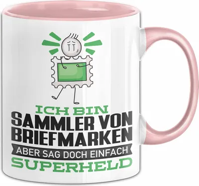Produktbild von SammlervonBriefmarken Geschenk Tasse Ich Bin SammlervonBriefmarken Aber Sag Doch Einfach Superheld Lustige Geschenkdiee für SammlervonBriefmarken Kaffee-Becher (Rosa)