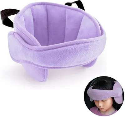 Produktbild von Nekstütze für Kinder – Nackenkissen für Autositze – Nackenhilfe – Stirnband, Lila – Kopfstütze für das Auto – Kopfstützenkissen – Kopfstütze für Kindersitze – Kopfstütze für Autositze – Universelle, verstellbare Reisekopfstütze – Sicherheit und Schutz