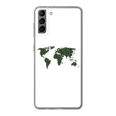 Produktbild von MuchoWow® Handyhülle Schutzhülle Hülle für Samsung Galaxy S21 Plus Weltkarte - Grün - Blätter Silikon Softcase Handy Hülle - Handy-Tasche