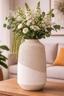 Produktbild von Evila Originals, Handbemalter Dekorationstopf aus Keramik, Ø 17 cm, Höhe 29 cm | Stilvolles Design für moderne Wohnräume | Perfekt für Pflanzen und Dekorationselemente