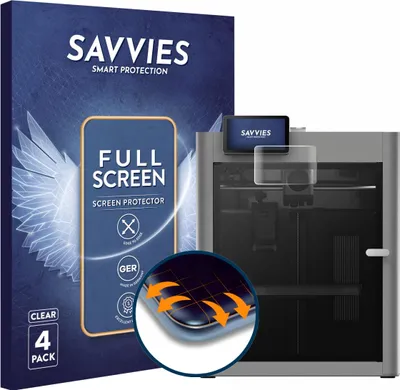 Produktbild von 4x Savvies Fullscreen Schutzfolie für Bambu Lab P2S 3D Printer Displayschutz Folie Fullcover Klar Transparent