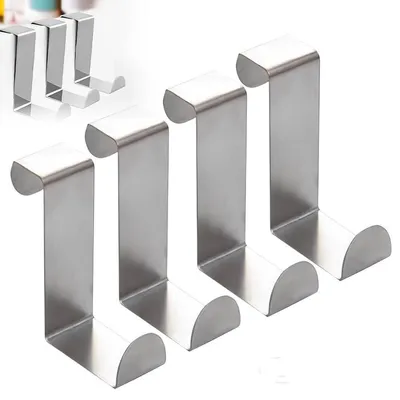 Image de Crochets de porte en acier inoxydable, lot de 4, pour cuisine et salle de bain
