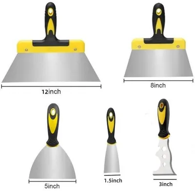 Obrázok produktu pre Sada škrabiek, 4-dielna sada nerezových škrabiek, ergonomická rukoväť