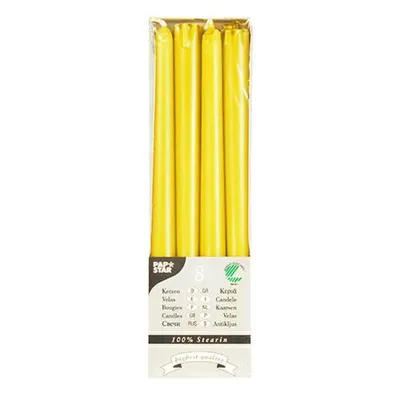 Produktbild von 80 Papstar Leuchterkerzen Ø 2,2 cm, 25 cm gelb aus 100 % Stearin 17942