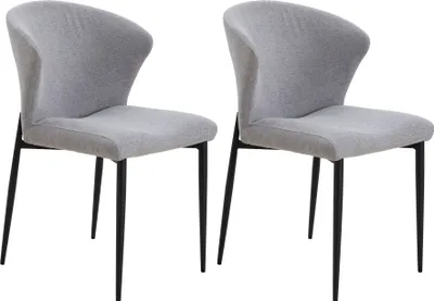 Produktbild von SalesFever 2er Set Esszimmerstühle | Bezug in strukturierter Baumwolloptik | 4-Fuß-Gestell Metall | B 47 x T 58 x H 82 cm | grau – schwarz