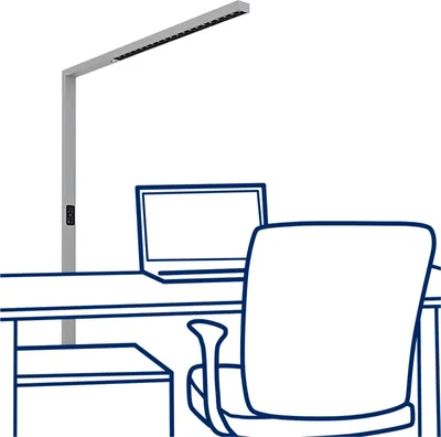 Produktbild von LED-Schreibtisch-Stehleuchte ROLF KERN „Clever-Pro“ mit Touch Display PIR & Tageslicht-Sensor