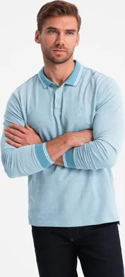 Obrázek produktu pro Ombre Clothing Pánské tričko s dlouhým rukávem Dhugaaa modrá melanžová M