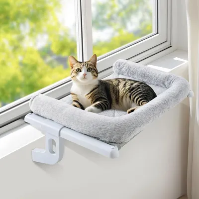 Obrázek produktu pro Závěsné pelíšek pro kočky, vhodný na parapet, šedá barva, rozměry 63x38 cm