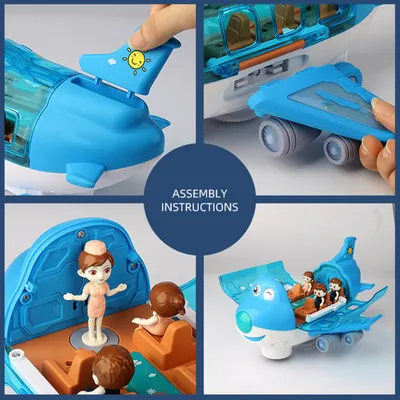 Produktbild von Elektrisches Modellflugzeug, Verkehrsflugzeug, Spielzeug, leuchtende Musik, 360-Grad-Drehung, Kindergeschenk für die Weihnachtsfeier