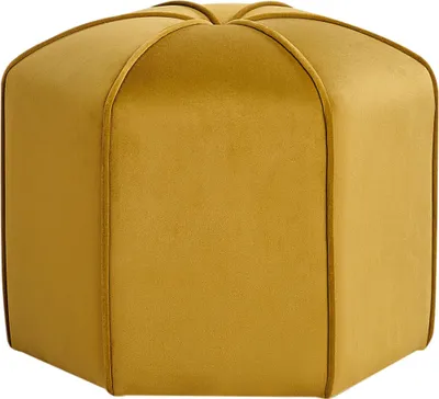 Produktbild von BELIANI Pouf Gelb Samt-Stoffbezug Blumenform 45 x 45 x 40 cm Modern Wohnzimmer Schlafzimmer Ausstattung Deko Polsterhocker Sitzhocker Fußhocker