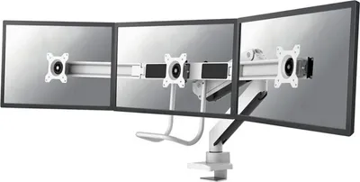 Productafbeelding van Neomounts NM-D775DX3 - Bevestigingsset - Volledig verstelbaar - voor 3 LCD-schermen - Aluminium - wit - Schermgrootte: 43,2-61 cm (17"-24") - Bevestiging door klemmen, boorgatmontage, tafelmontage