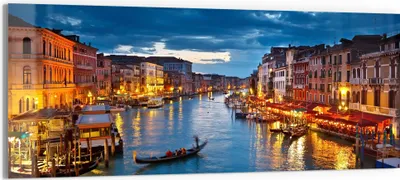Produktbild von DEQORI Glasbild Echtglas 125x50 cm 'Venedigs Canal Grande' Wandbild Bild modern Deko