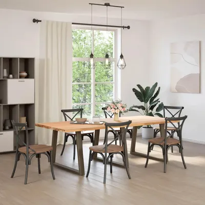 Image de vidaXL Pieds de table de salle à manger en V 3 pièces acier naturel 100x(72-73,3) cm acier