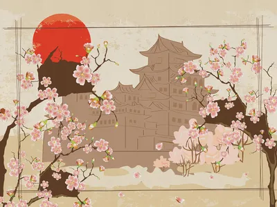 Image de Sanders & Sanders papier peint panoramique fleurs de cerisier beige, rose et rouge 375 x 270 cm