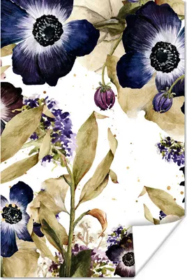 Produktbild von MuchoWow® Poster Aquarell - Blumen - Illustration 120x180 cm - Kunstposter