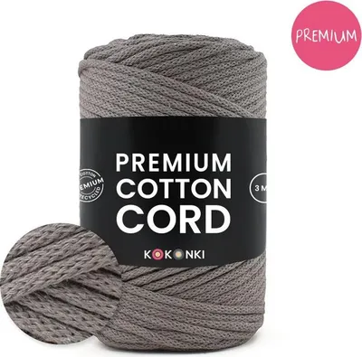 Produktbild von Premium Baumwollkordel Kokonki 3 mm 100 m Cappuccino Recycling-Baumwolle