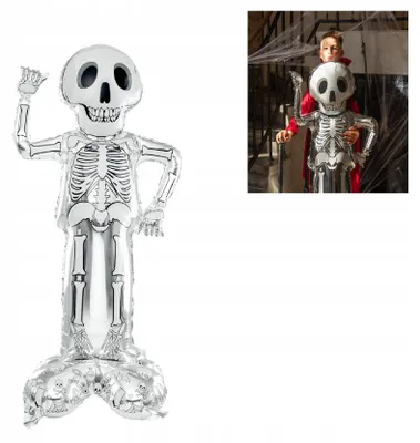 Produktbild von PartyPal Folienballon Skelett Halloween - Stehend 122 cm