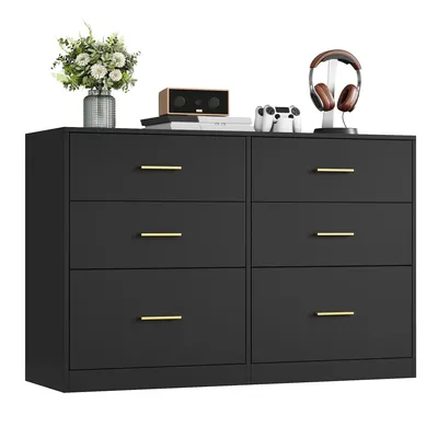 Obrázek produktu pro Komoda VASAGLE se 6 zásuvkami, úložná skříňka, do ložnice, obývacího pokoje, 40 x 119 x 78 cm, černá