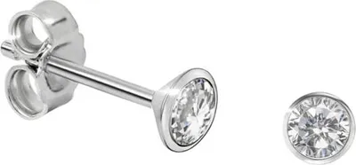 Produktbild von Solitär Ohrstecker Silber 925 Ohrringe mit Zirkonia 2 mm