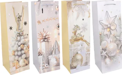 Image de Sac cadeau pour bouteilles M 12x35x9 cm NOËL