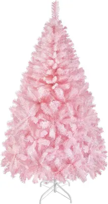 Image de Yaheetech Sapin de Noël artificiel 124 cm avec 208 pointes & support métallique pliable, sapin artificiel pour Noël, rose