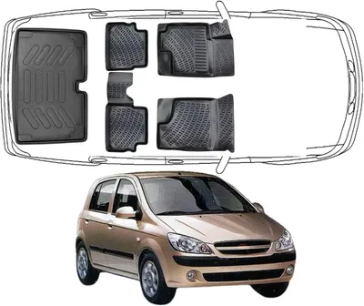 Produktbild von 3D Fußmatten & Kofferraumwanne Auto Set Kompatibel mit Hyundai GETZ