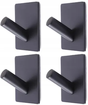 Produktbild von 4x Edelstahl Klebehaken Schwarz für Handtücher (4 Stück)