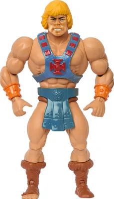A full-body shot of a He-Man action figure against a white background.