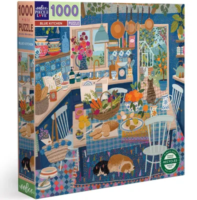 Obrázek produktu pro eeBoo PZTBUK Piece&Love Kitchen-1000 ks Puzzle Blue Kitchen Game, modrá barva