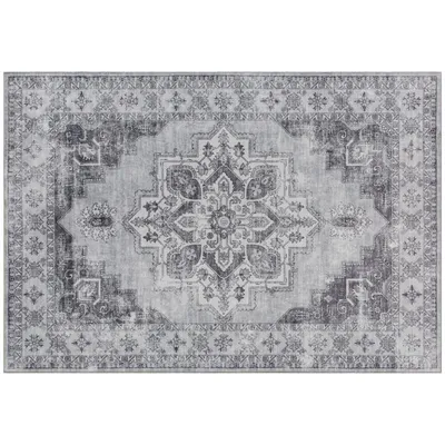 Produktbild von Wohnzimmerteppich – waschbarer Teppich – Schlafzimmerteppich – maschinenwaschbarer, rutschfester Wohnzimmerteppich – 230 x 160 cm – grau