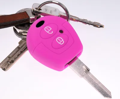 Produktbild von Auto Schlüssel Hülle Silikon Schutz Cover Pink kompatibel mit VW SEAT Skoda T4 Fox Sharan Polo Cordoba 2 Tasten Funk Fernbedienung